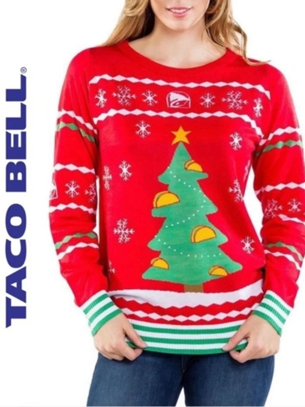 NWT Tipsy Elves x Taco Bell Taco Tree Long Knit Sweater Medium
